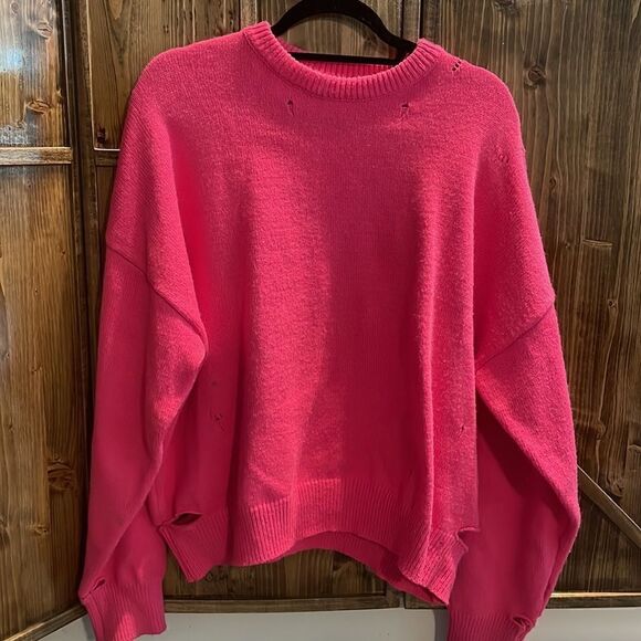 Ann Andelman Pink Knit Distressed Sweater - Picture 2 of 13